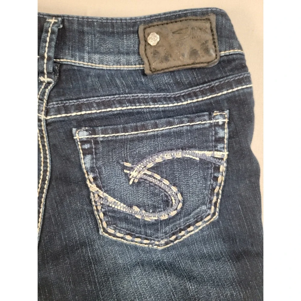 Silver Jeans Co Suki Bermuda Shorts Womens 27 Dark Wash Thick Stitch Denim